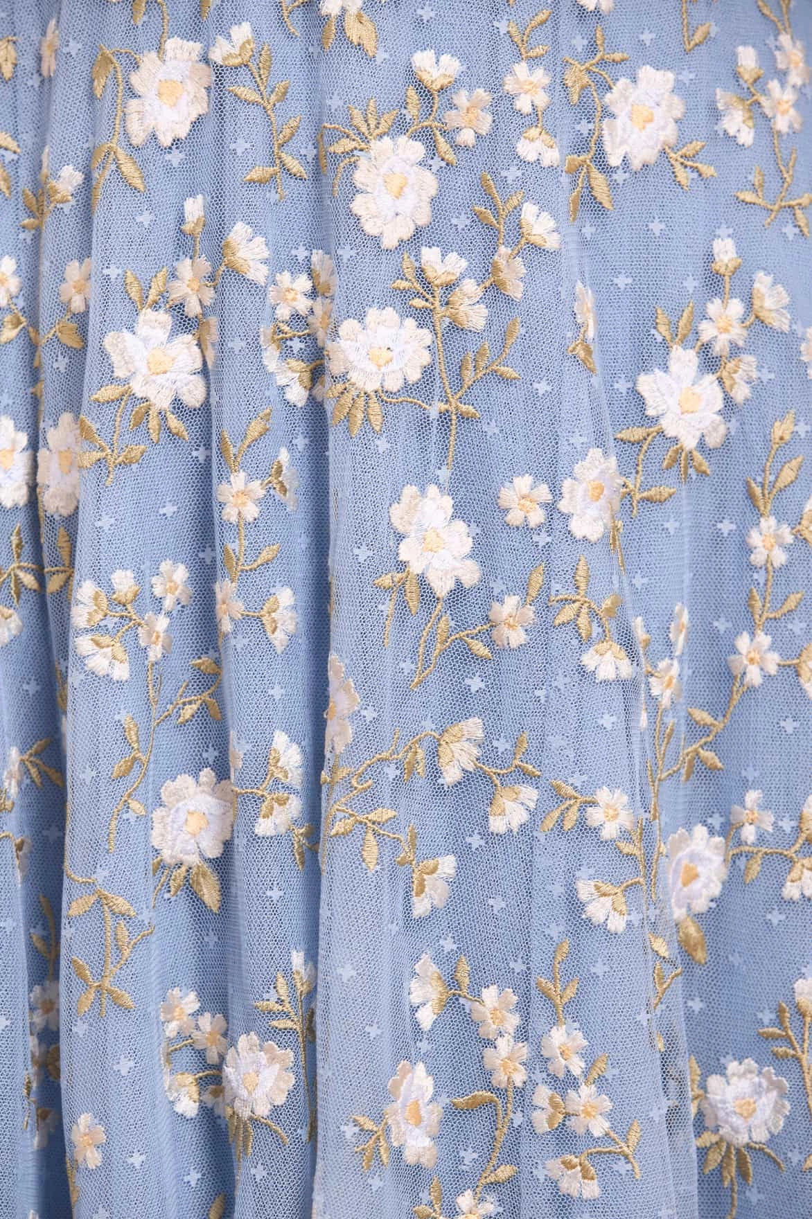 Soft Texture Birthday-Celebration Lea Ditsy One-Shoulder Ankle Gown