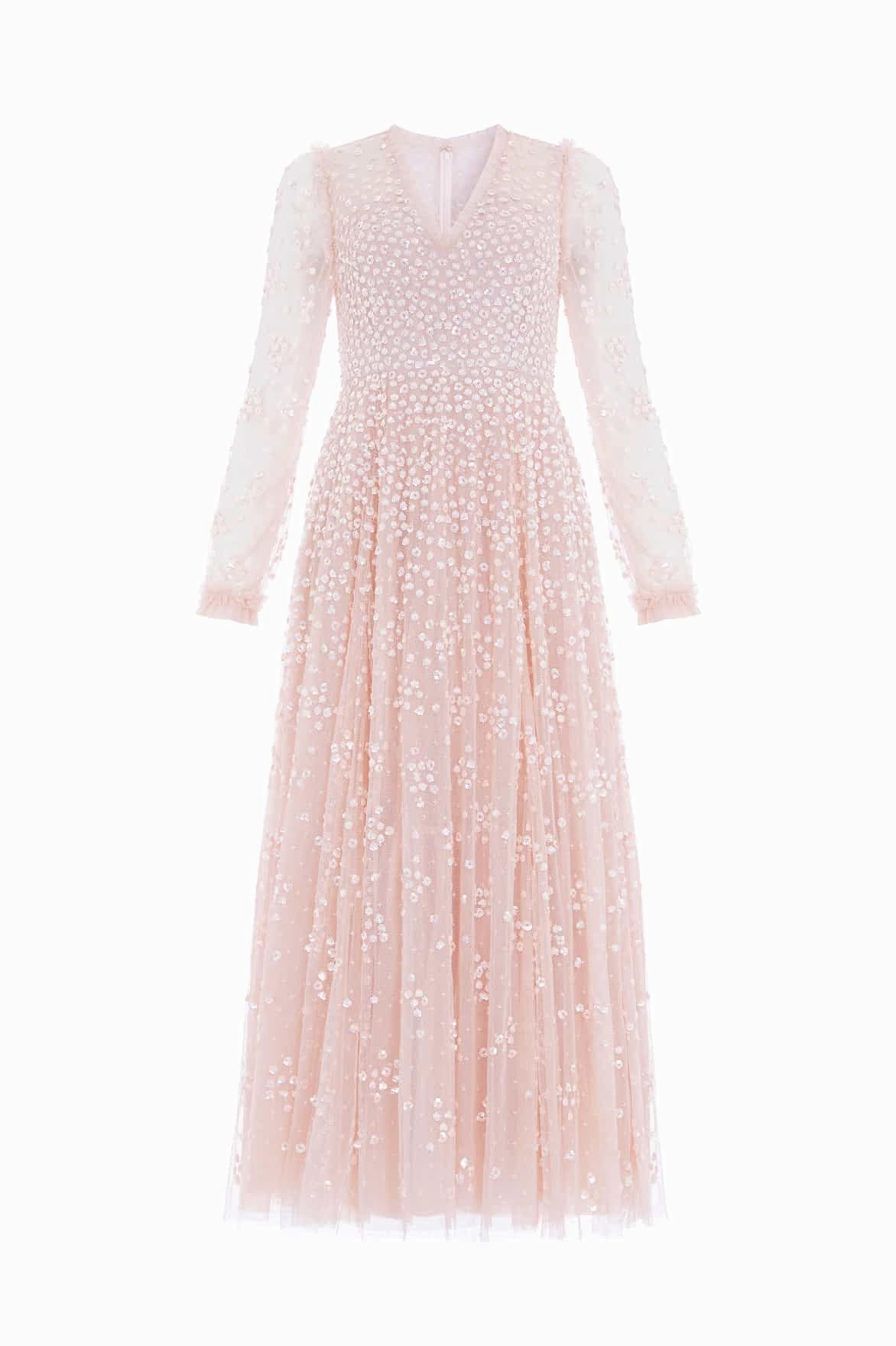 Leila Dot V-Neck Ankle Gown Simple Touch Urban Edge