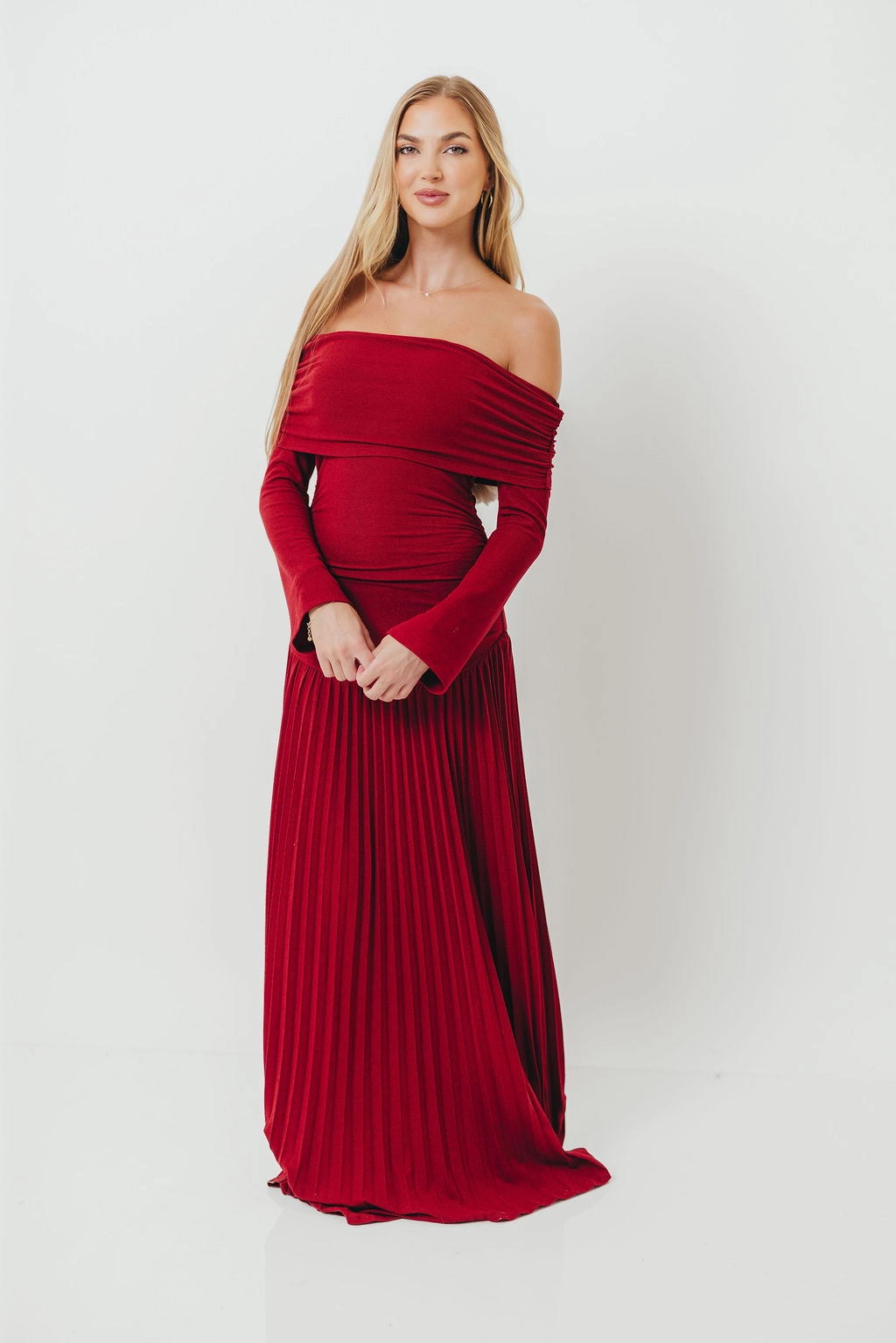 Lennox Long Sleeve Maxi Dress in Red Tailored Piece