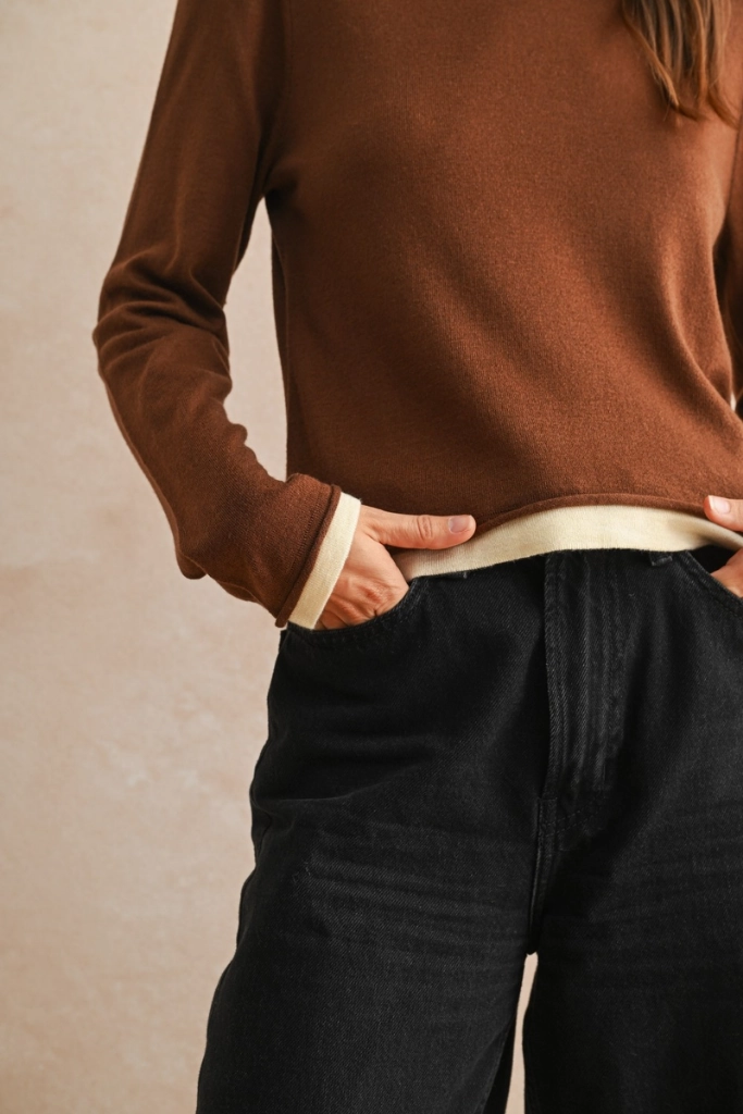 Earthy Tone Colorways Leona Layered Top in Brown