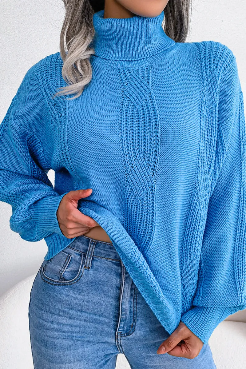 WOMEN HIGH NECK SOLID FALL WINTER CASUAL SWEATER Wool Sweater Tagless Design