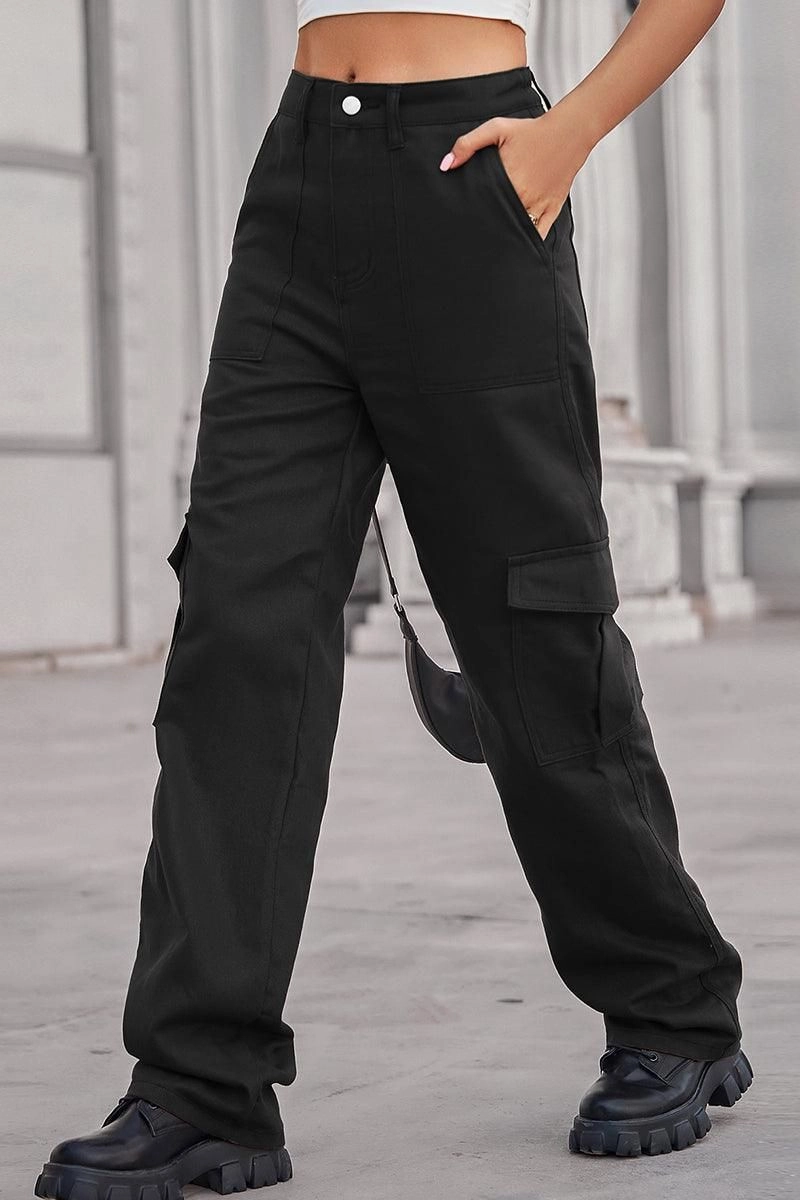 SIMPLE BASIC LONG CARGO PANTS Ripstop Texture