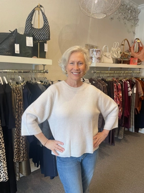 Elbow Sleeve Shaker Crew Chalk Fashionable Shirt