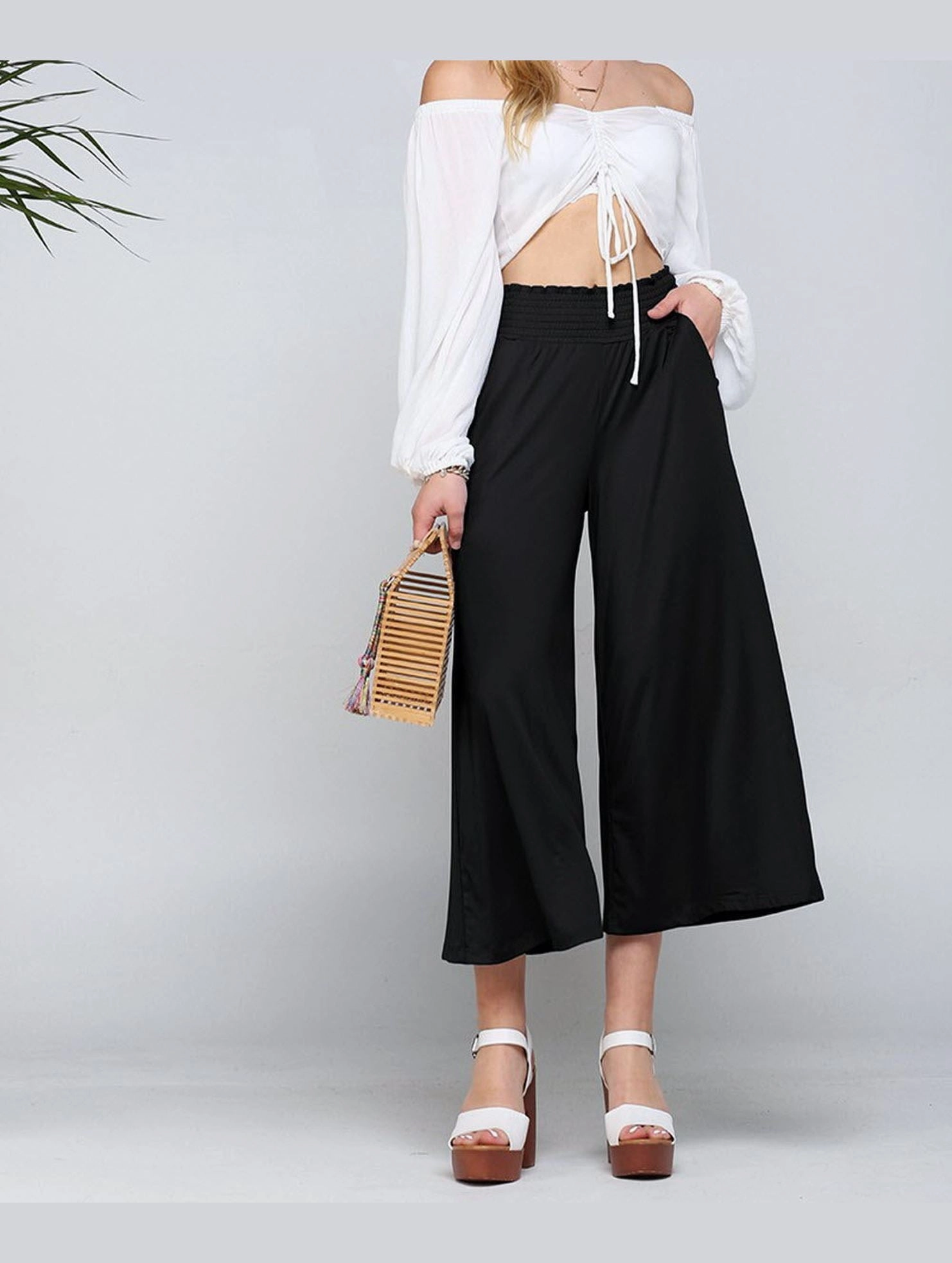 Fresh Fit SMOCKED WAIST BEND GAUCHO PANTS