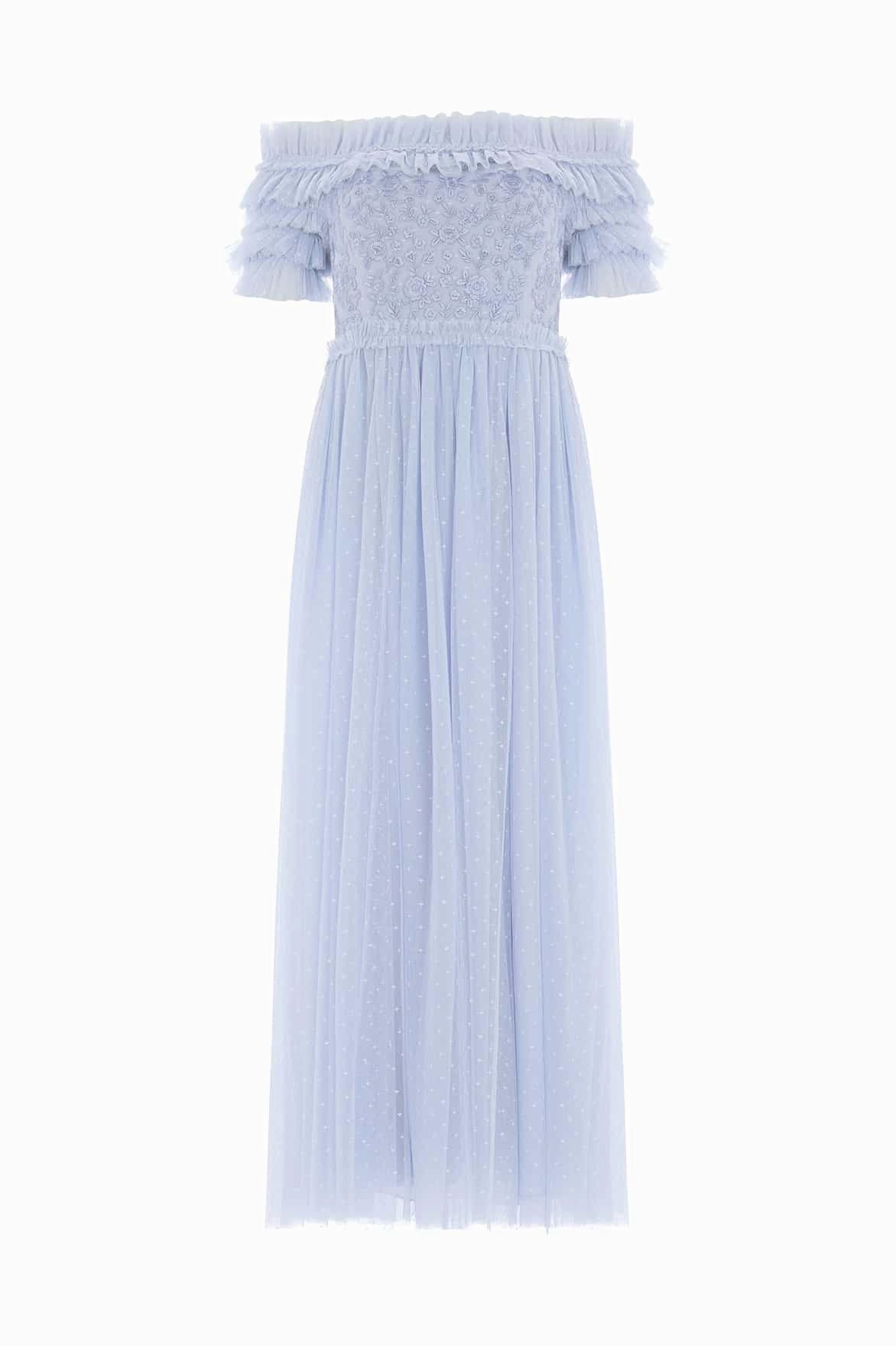 Classic structured dress Street Mode Midsummer Lace Bodice Off-Shoulder Ankle Gown