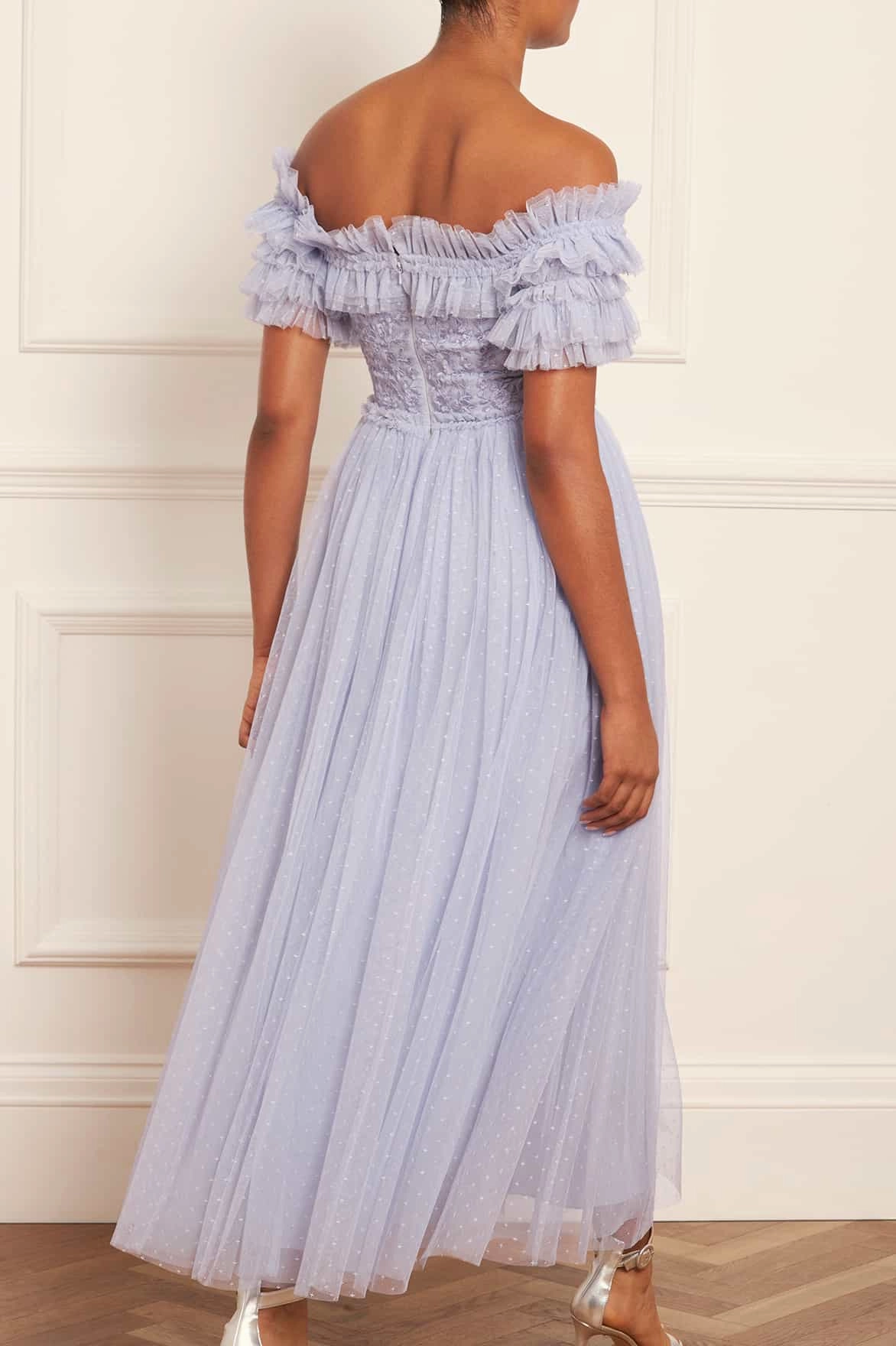 Modern Touch Midsummer Lace Bodice Off-Shoulder Ankle Gown