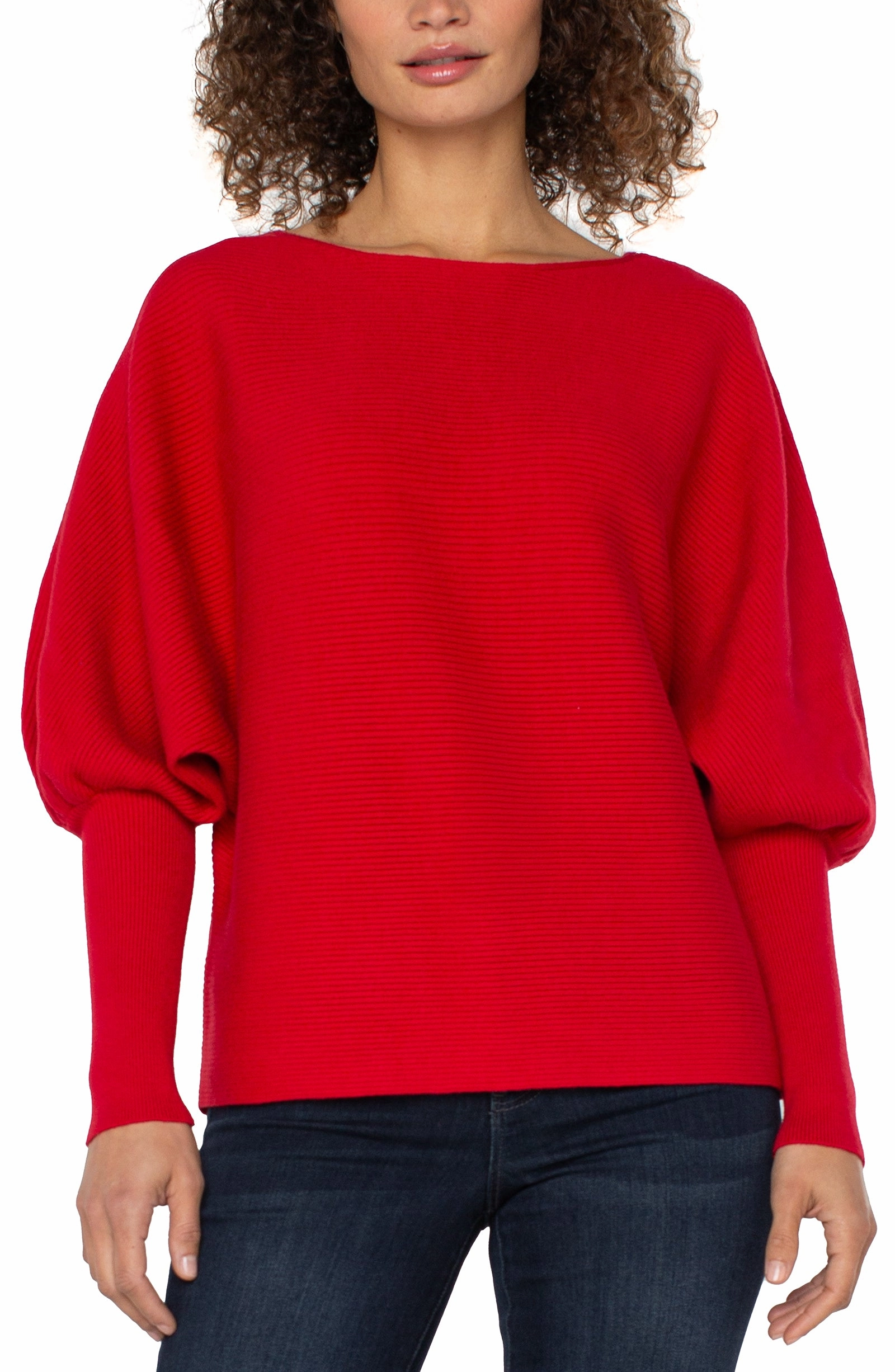 Liverpool Los Angeles Dolman Sweater in Tango Red YarnDyedFabric