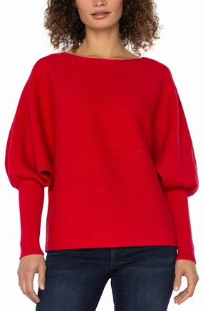 Liverpool Los Angeles Dolman Sweater in Tango Red YarnDyedFabric
