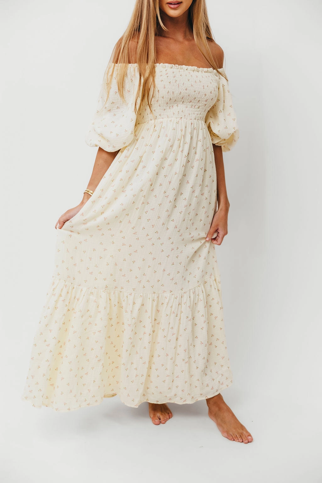 Evening Wear Tactile Feel Livvy 100% Cotton Maxi Dress in Petite Pink Floral - Bump Friendly & Inclusive Sizing