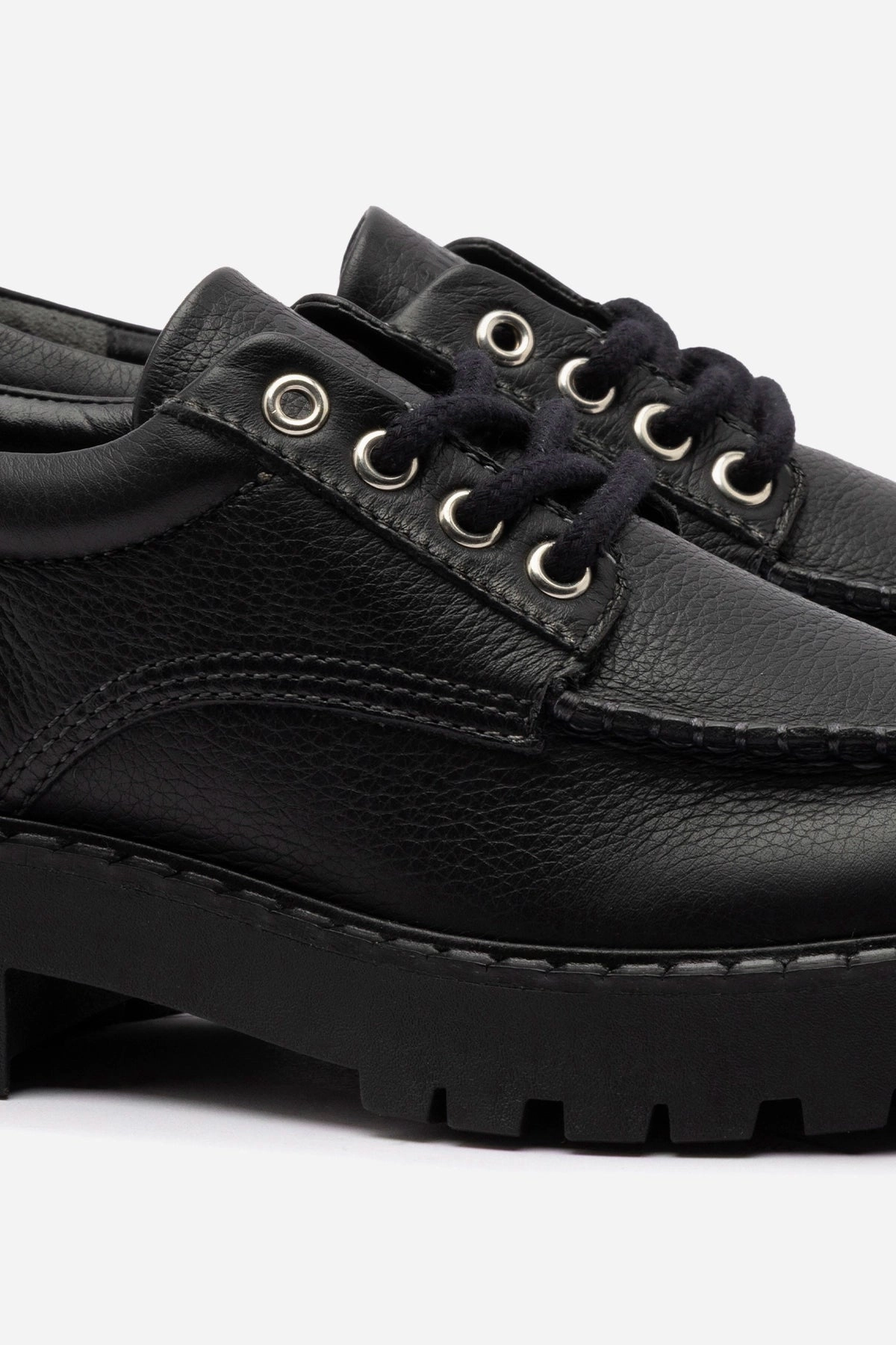 Swim Edge Quick Dry Textile London Lace Up Loafer In Black Leather