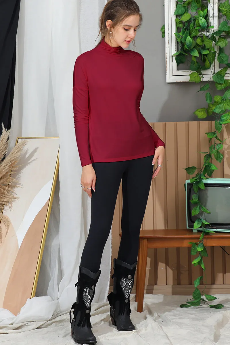 LONG SLEEVE TURTLE NECK TUNIC CASUAL TOP AntiMicrobialLining