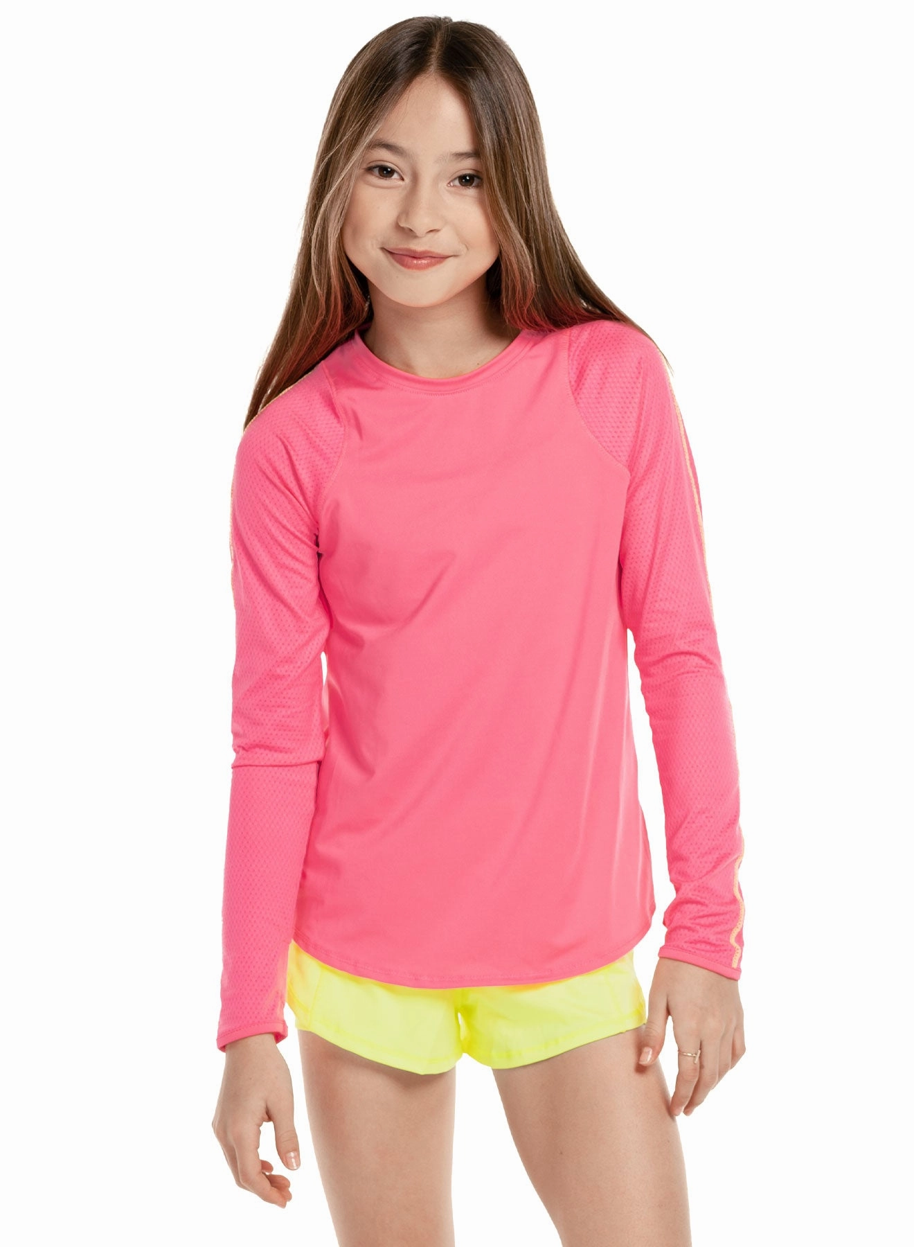Airflow Weave Pattern Soft Brushed Lining Long Sleeve Athletic Crew