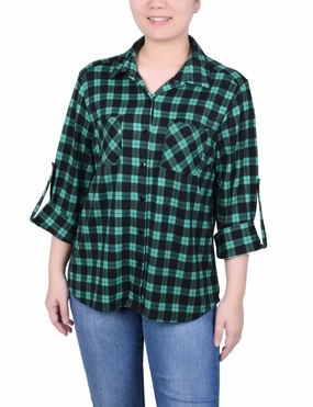 Long Sleeve Button Front Tunic Top Airflow Ventilation BambooBlend