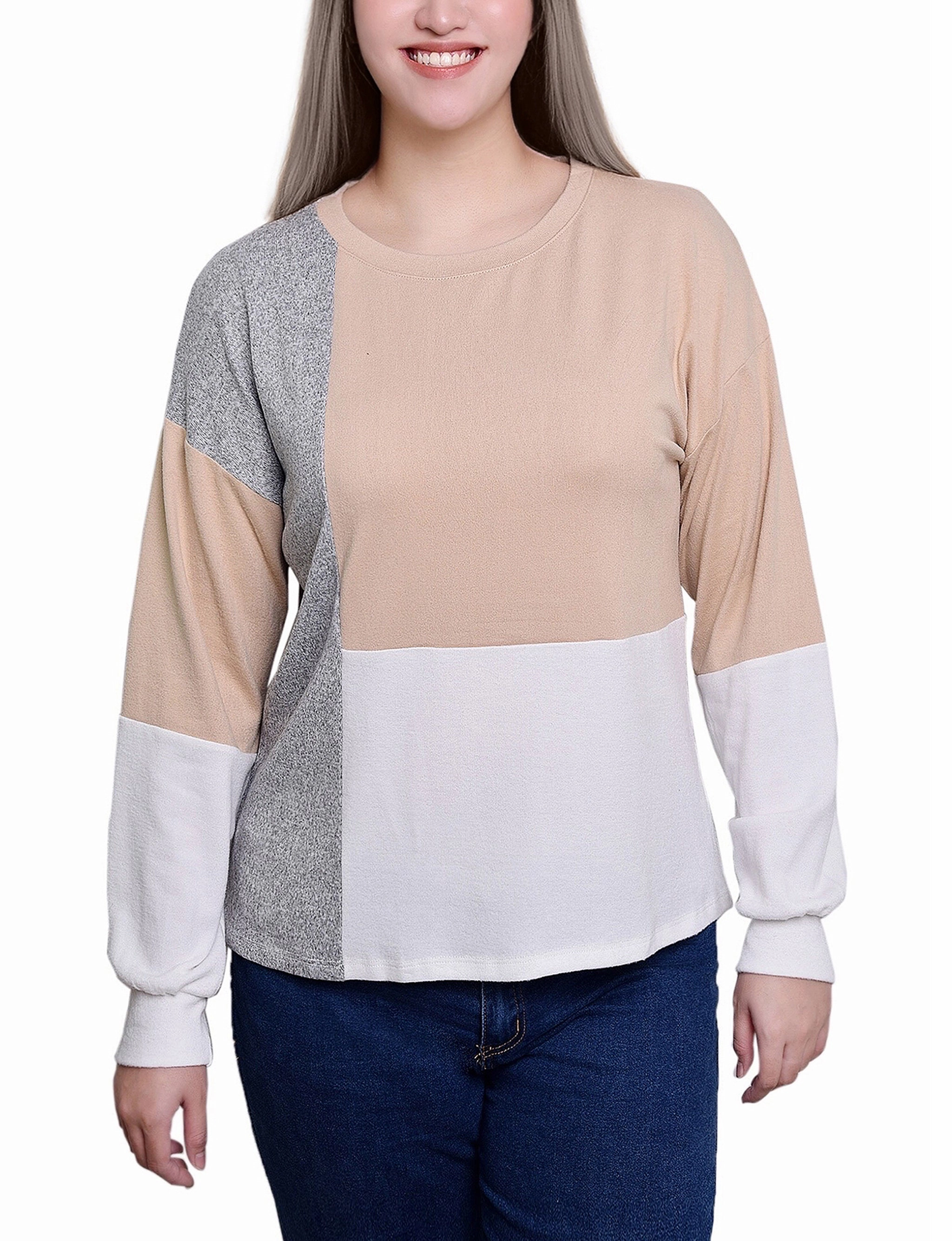 Sustainable Textile Long Sleeve Colorblocked Top