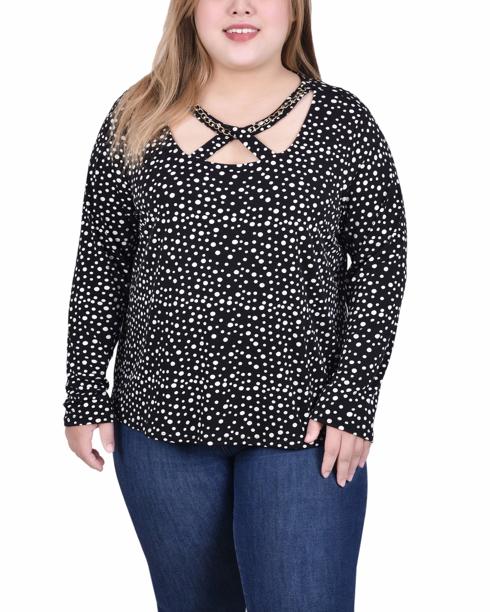 Basic Tank Long Sleeve Jeweled Neck Top