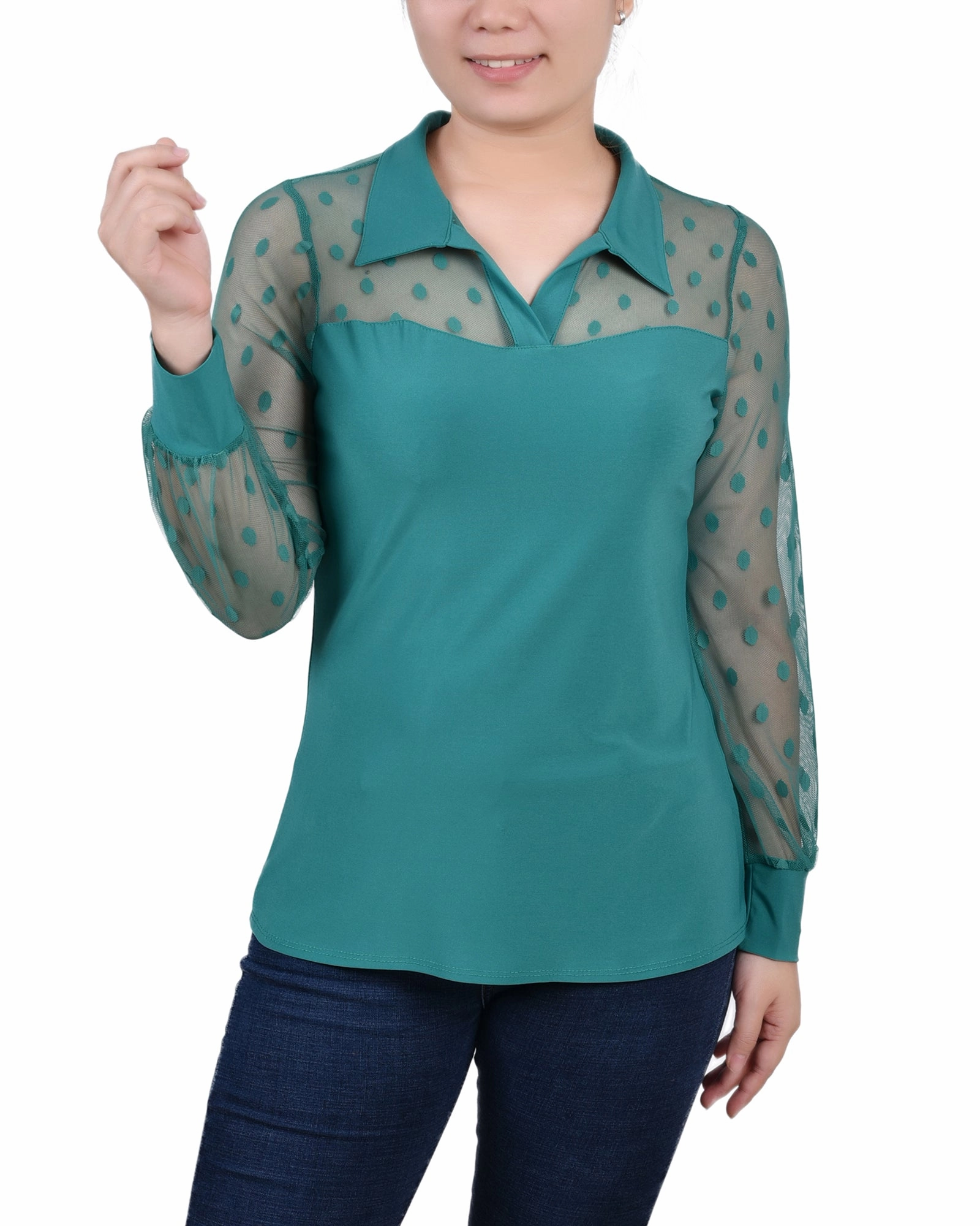 LaserCutVents Long Sleeve Mesh Sleeve Top