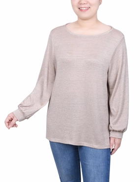 Stretch Fabric Long Sleeve Tunic Top