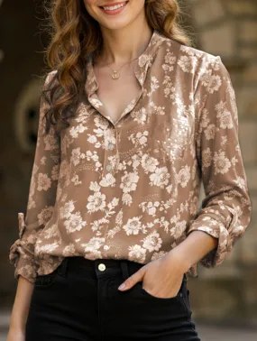 TearResistant Blends Layered Hemline Loose Casual Sequin Pocket Shirt
