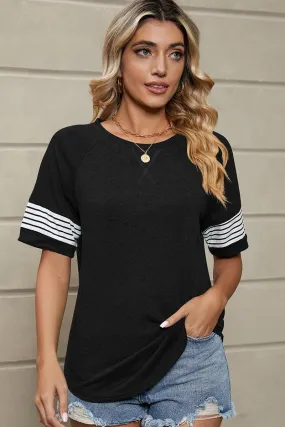 LOOSE FIT CREWNECK LINE POINT SHORT SLEEVE TEE High Neckline