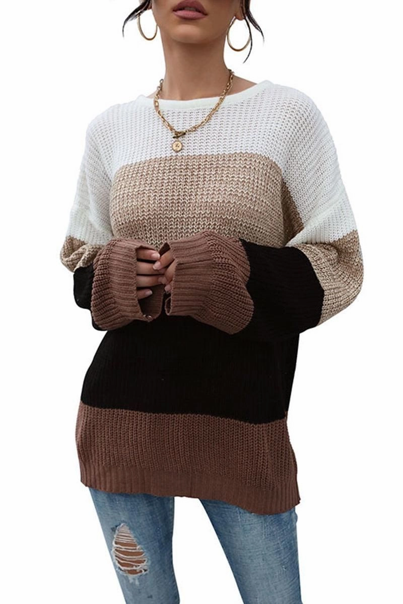 LOOSE FIT COLOR BLOCK KNITTED SWEATER SublimatedPrint