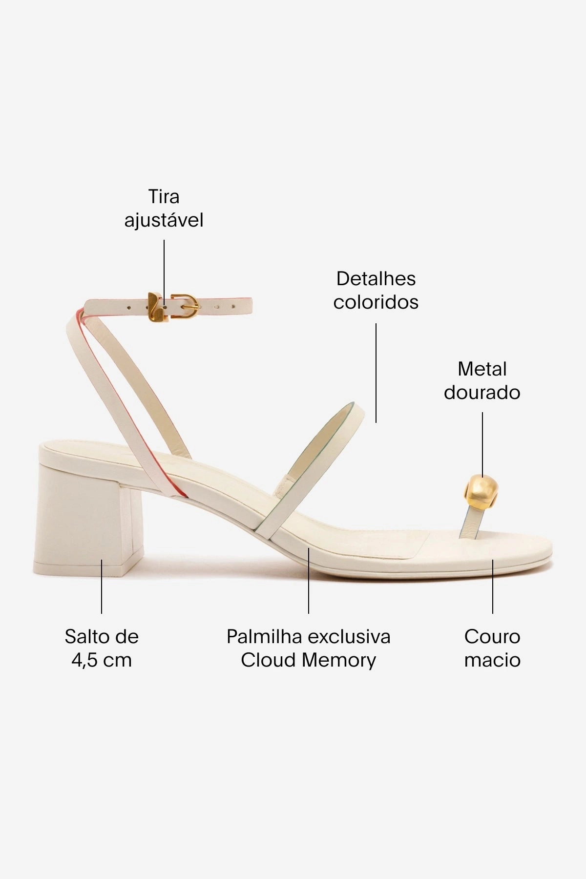 Comfort collar Biarritz Block In Ivory Leather