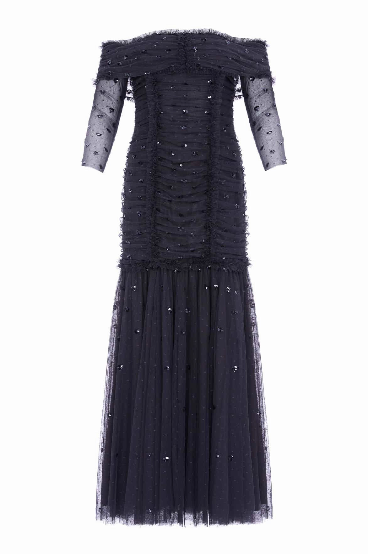 Love Heart Rouched Off-Shoulder Gown Fitted waist Smart and Stylish