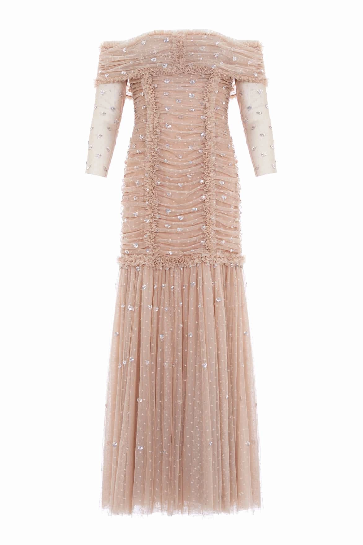 Flexible Layers Love Heart Rouched Off-Shoulder Gown