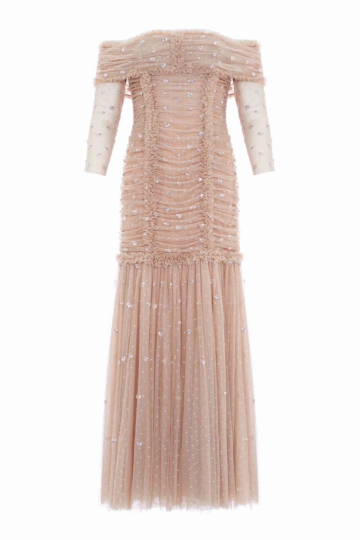 Love Heart Rouched Off-Shoulder Gown Peace View