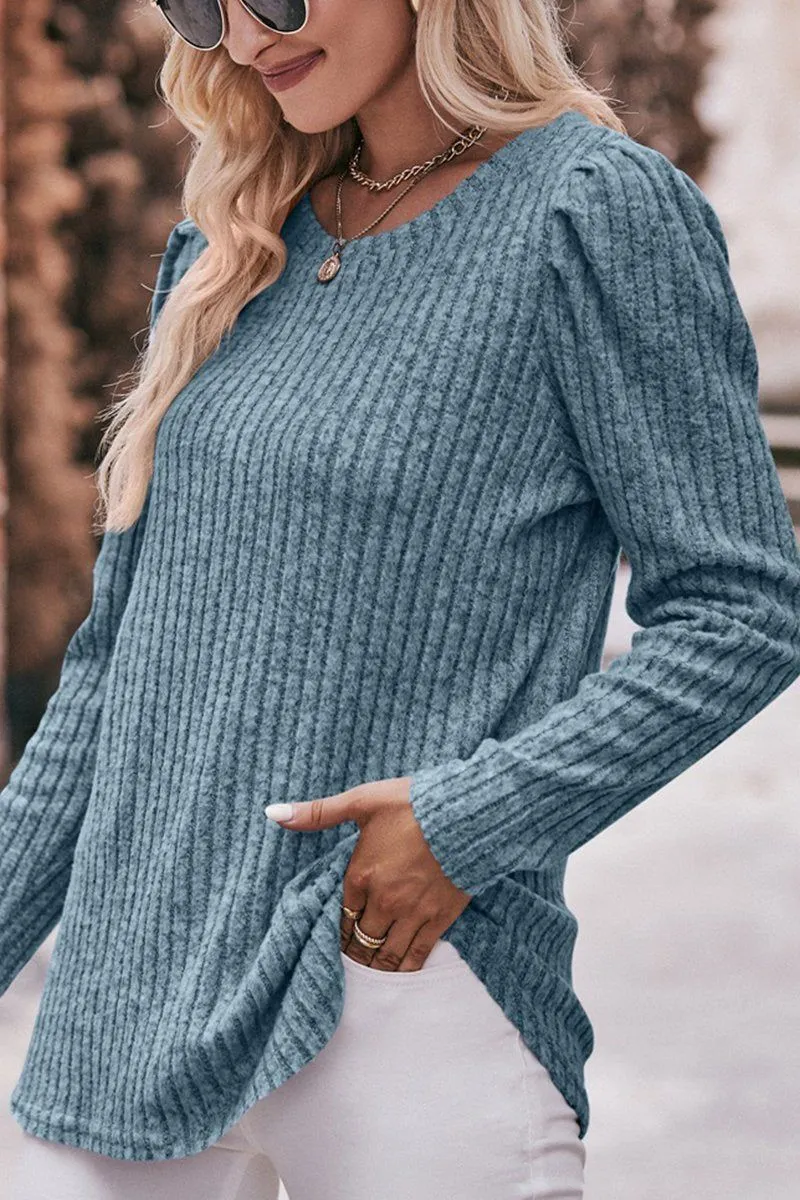 ButterSoftTexture BreathableFabric WOMEN CORDUROY ROUND NECK KNIT SWEATER