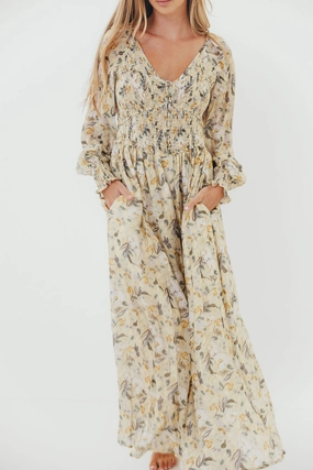 Luann Floral Maxi Dress in Vintage Cream Party Floral All Moments