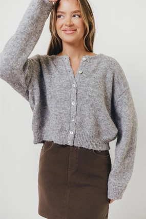 WrinkleFree Weaving Everyday Style Lucas Cardigan Top in Heather Grey