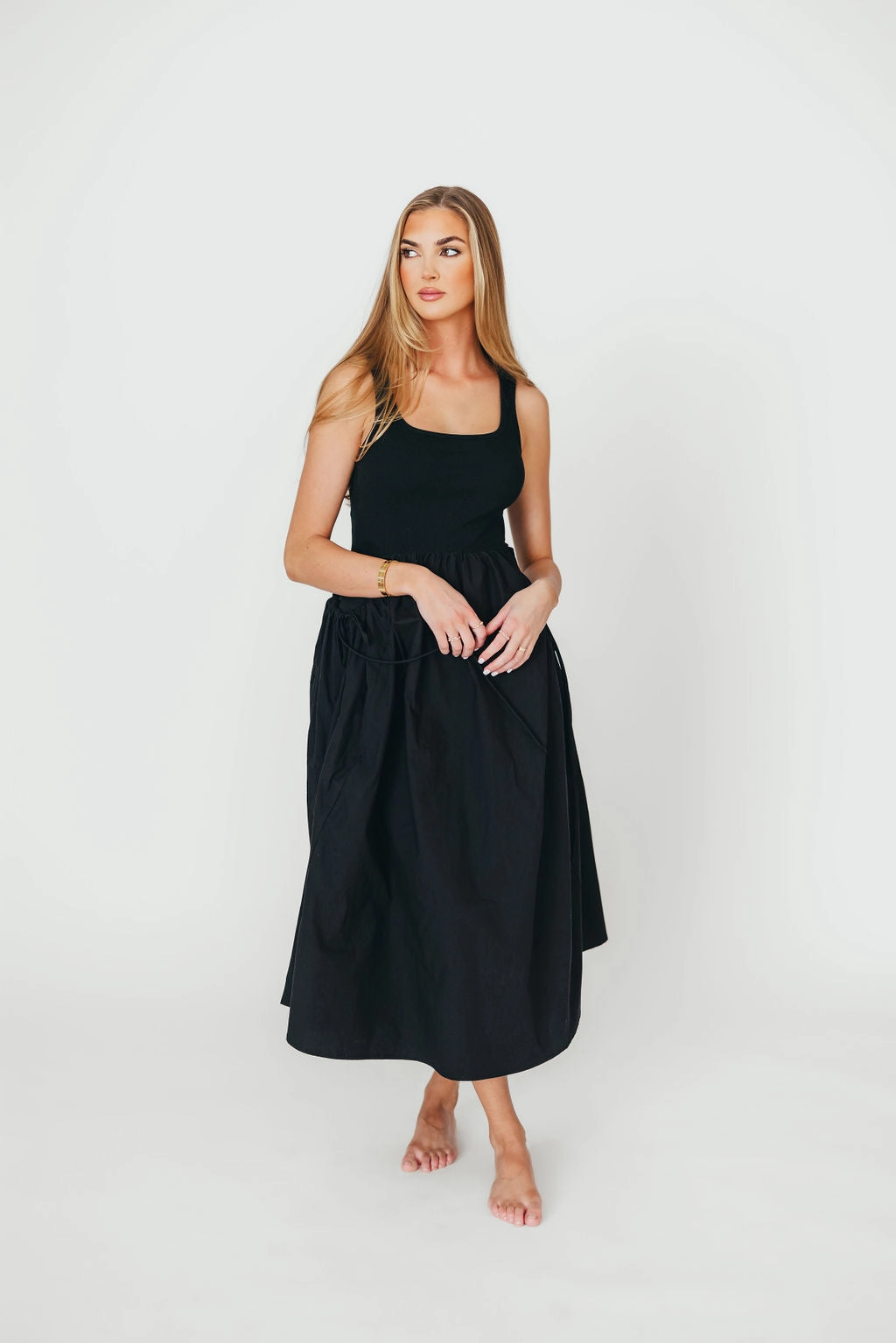 Casual Pick Water-Repellent-Finish Lucca Midi Dress in Black *Final-Sale*