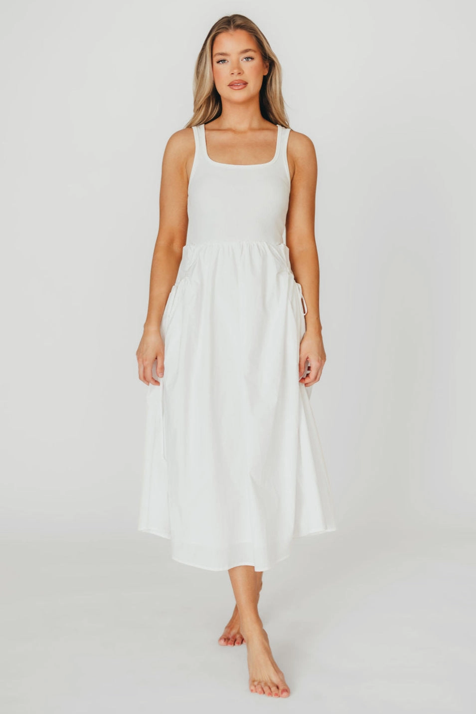 Light Touch Flow Line Lucca Midi Dress in Off-White *Final-Sale*