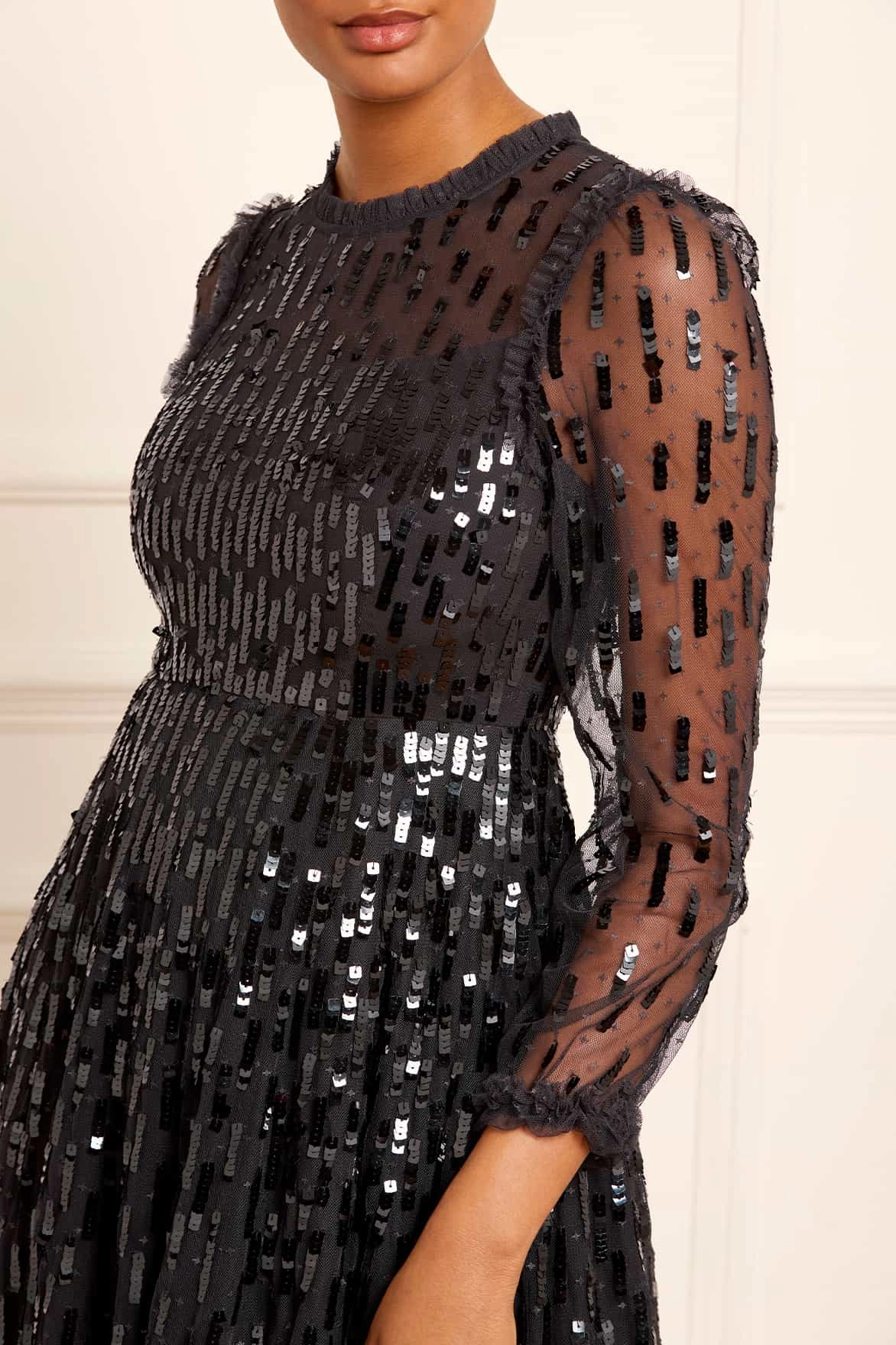 Sequin Dash Long Sleeve Gown Bloom Zone