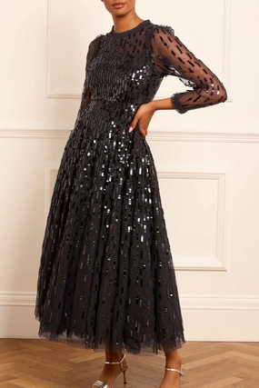 Quiet Sweet Gentle Fit Sequin Dash Long Sleeve Gown