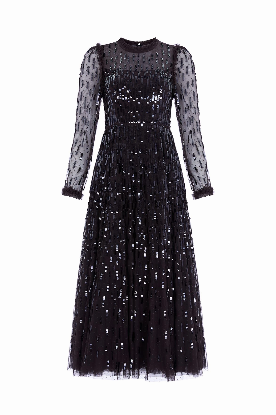 Sequin Dash Long Sleeve Gown Stylish Mood Easy Flow