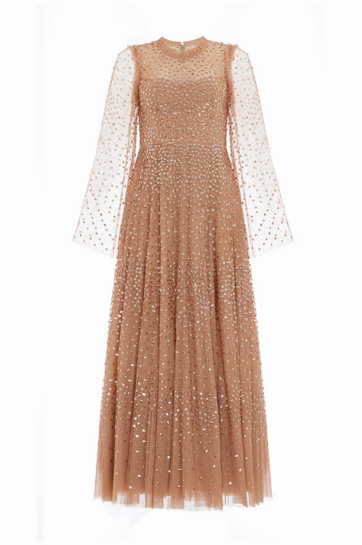 Effortless Pair Scatter Dot Round Neck Ankle Gown
