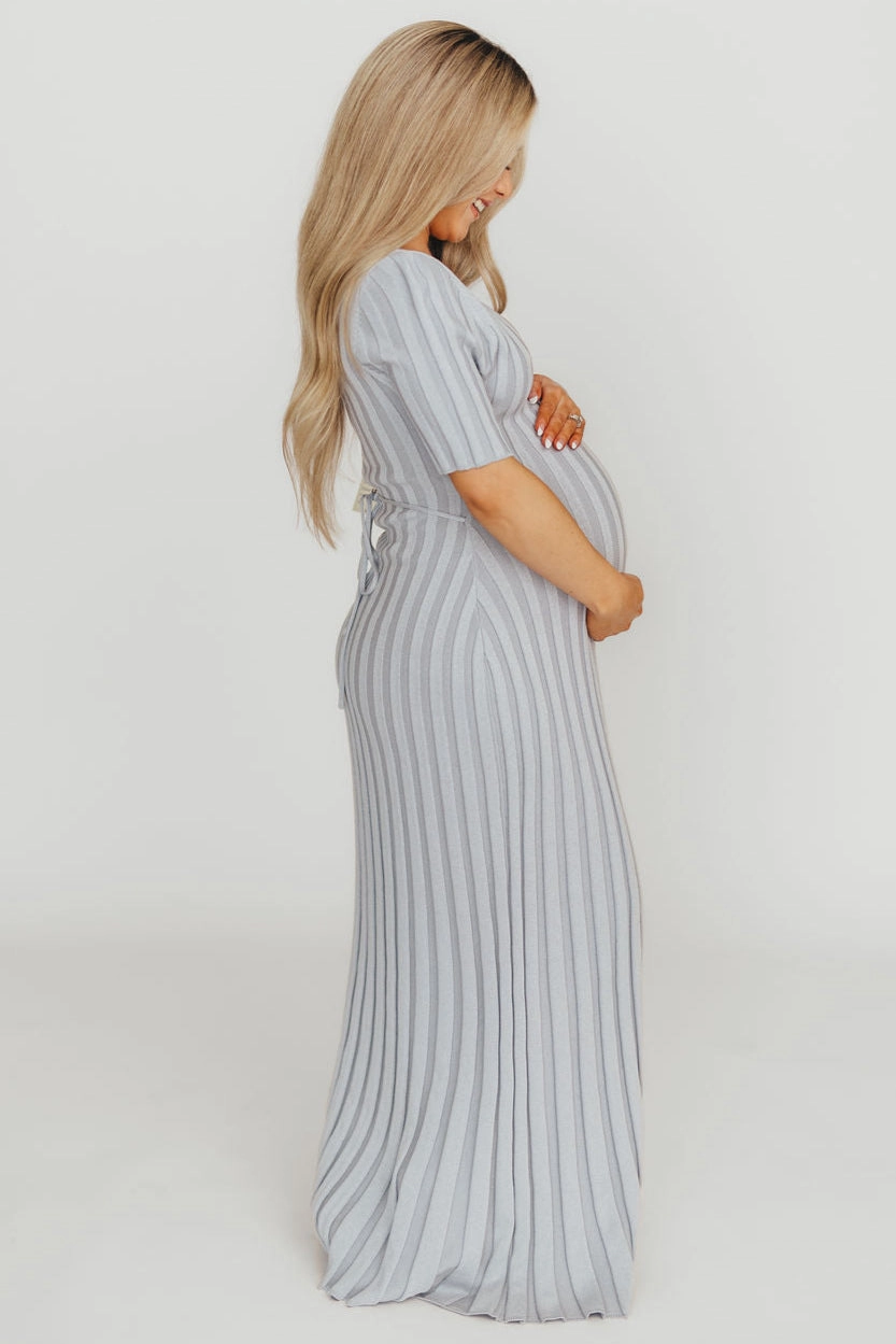 Coastal Soft Oakley Ribbed Maxi Dress in Light Blue - Bump Friendly *Final-Sale*