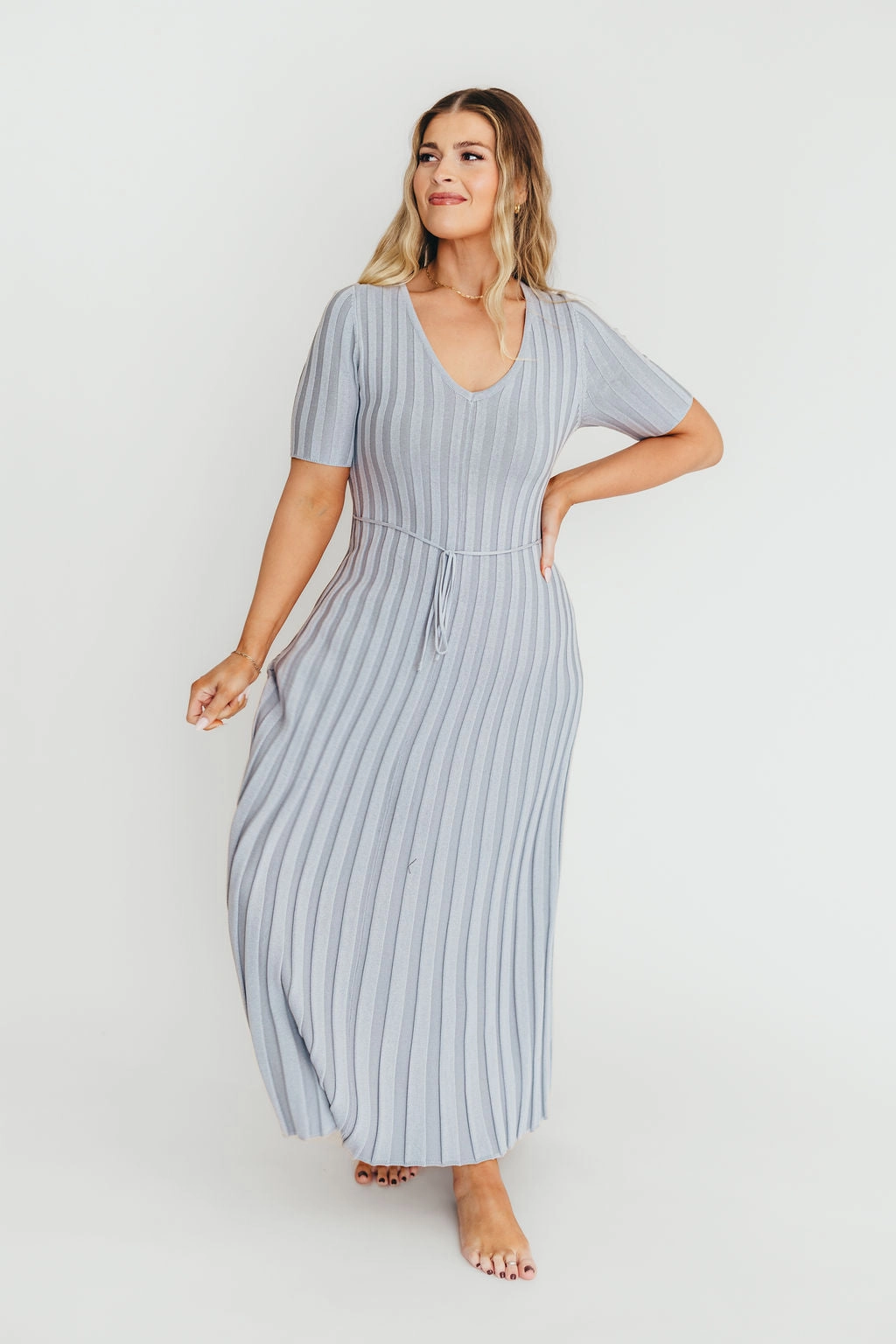Oakley Ribbed Maxi Dress in Light Blue - Bump Friendly *Final-Sale* Neutral Layer Versatile Edge