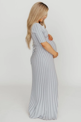 Coastal Soft Oakley Ribbed Maxi Dress in Light Blue - Bump Friendly *Final-Sale*