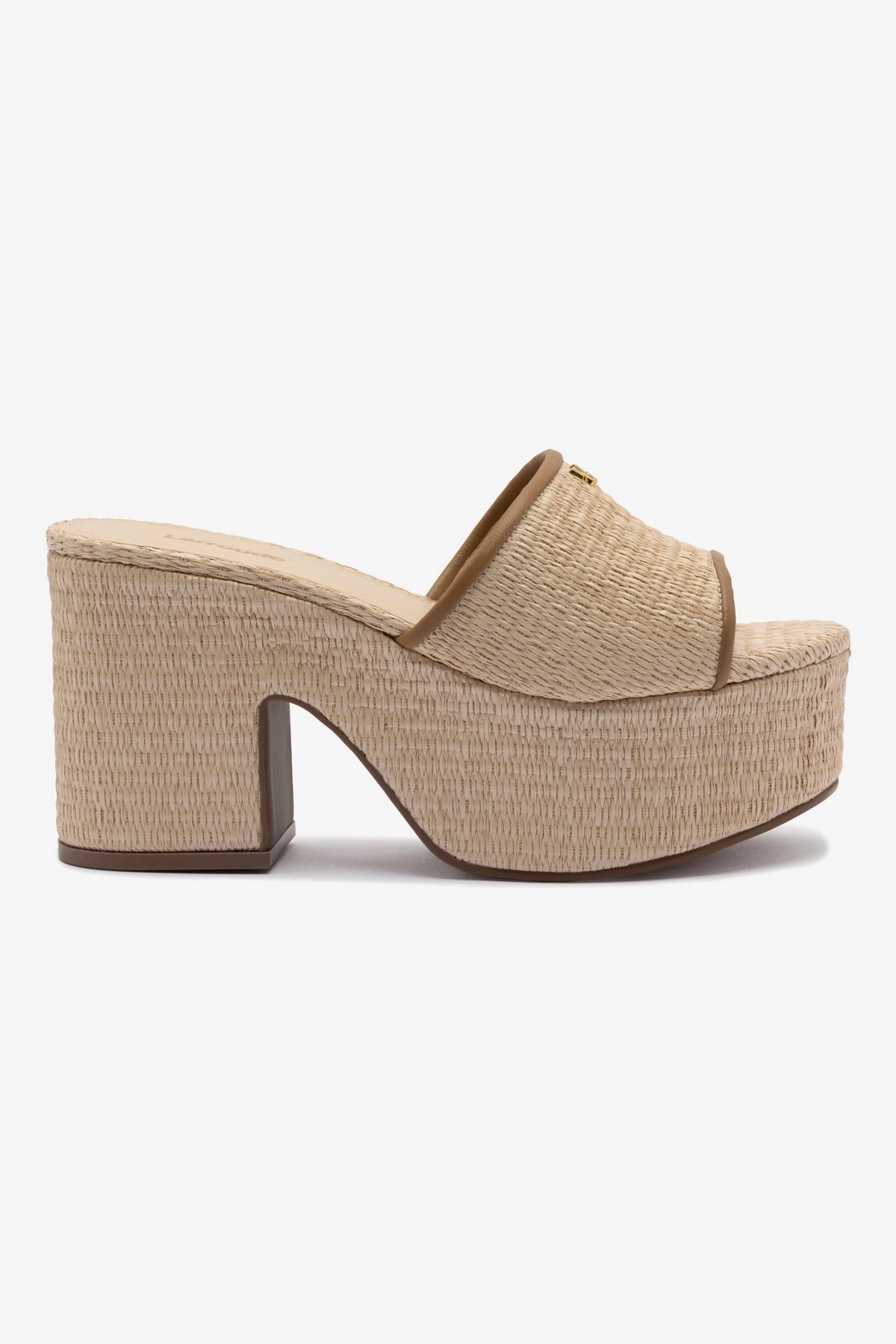 Mind Ease Moon Walk Miso Platform Sandal In Natural Raffia and Hazelnut Trimming