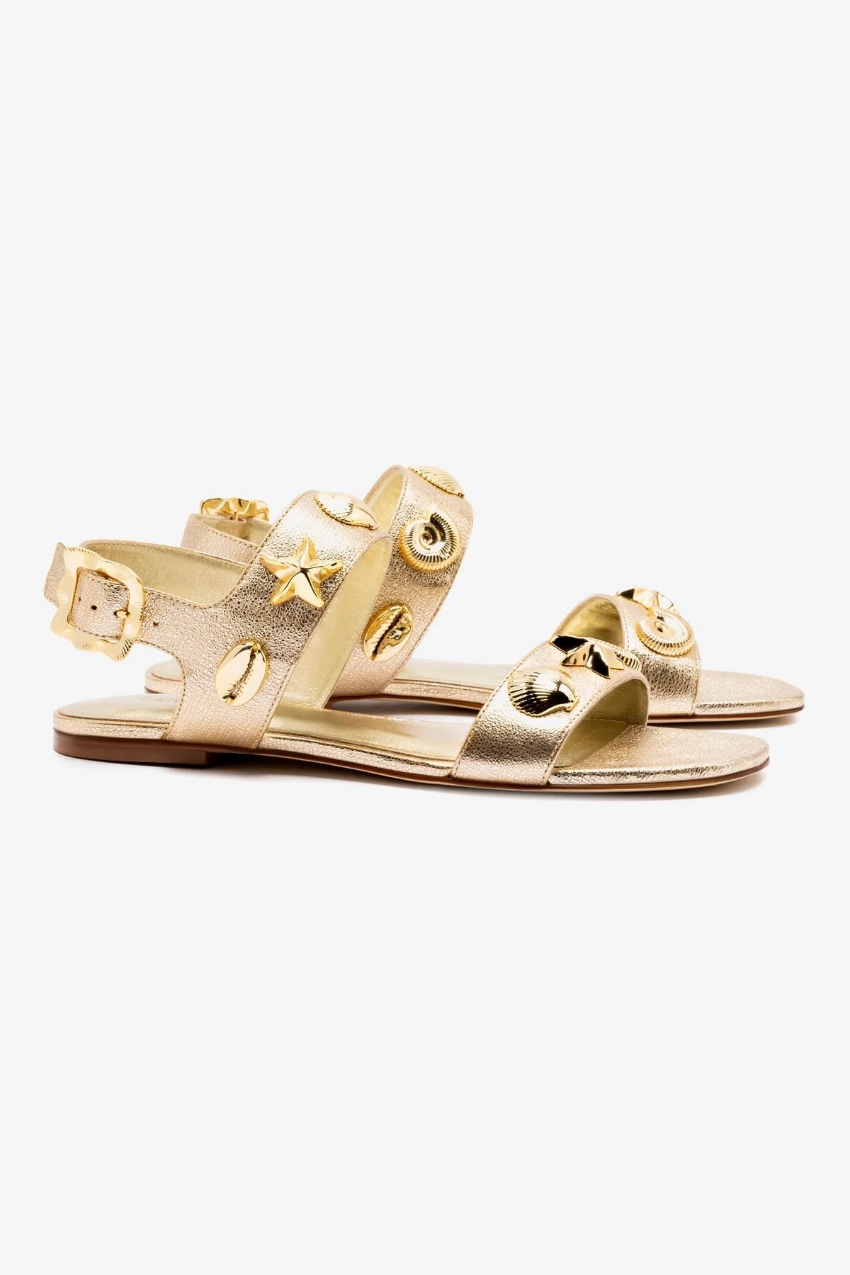 Madison Flat In Gold Metallic Leather Ultra Light Urban Walkers Polish Look