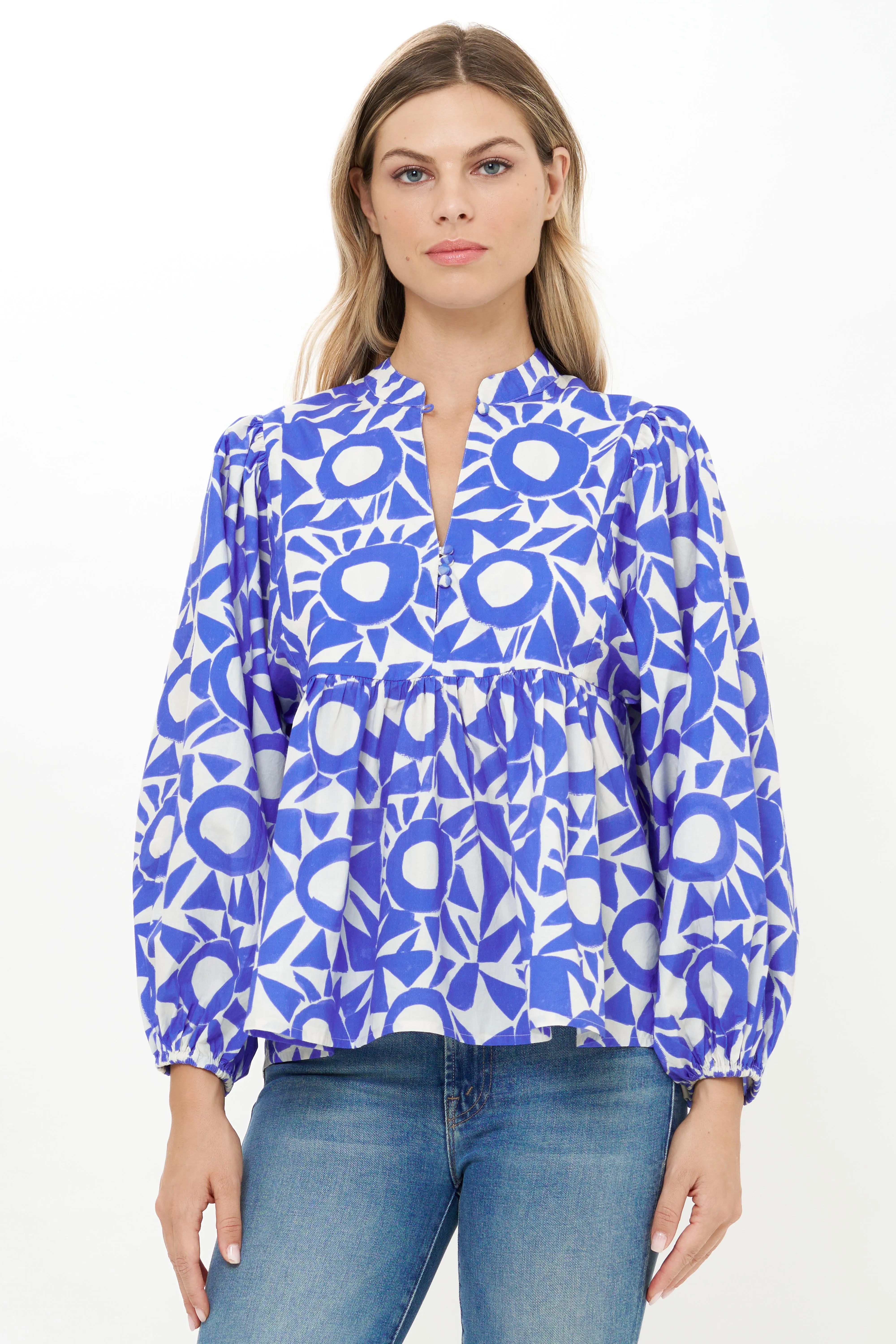 Mandarin Balloon Top Eclipse Blue Multipanel Construction