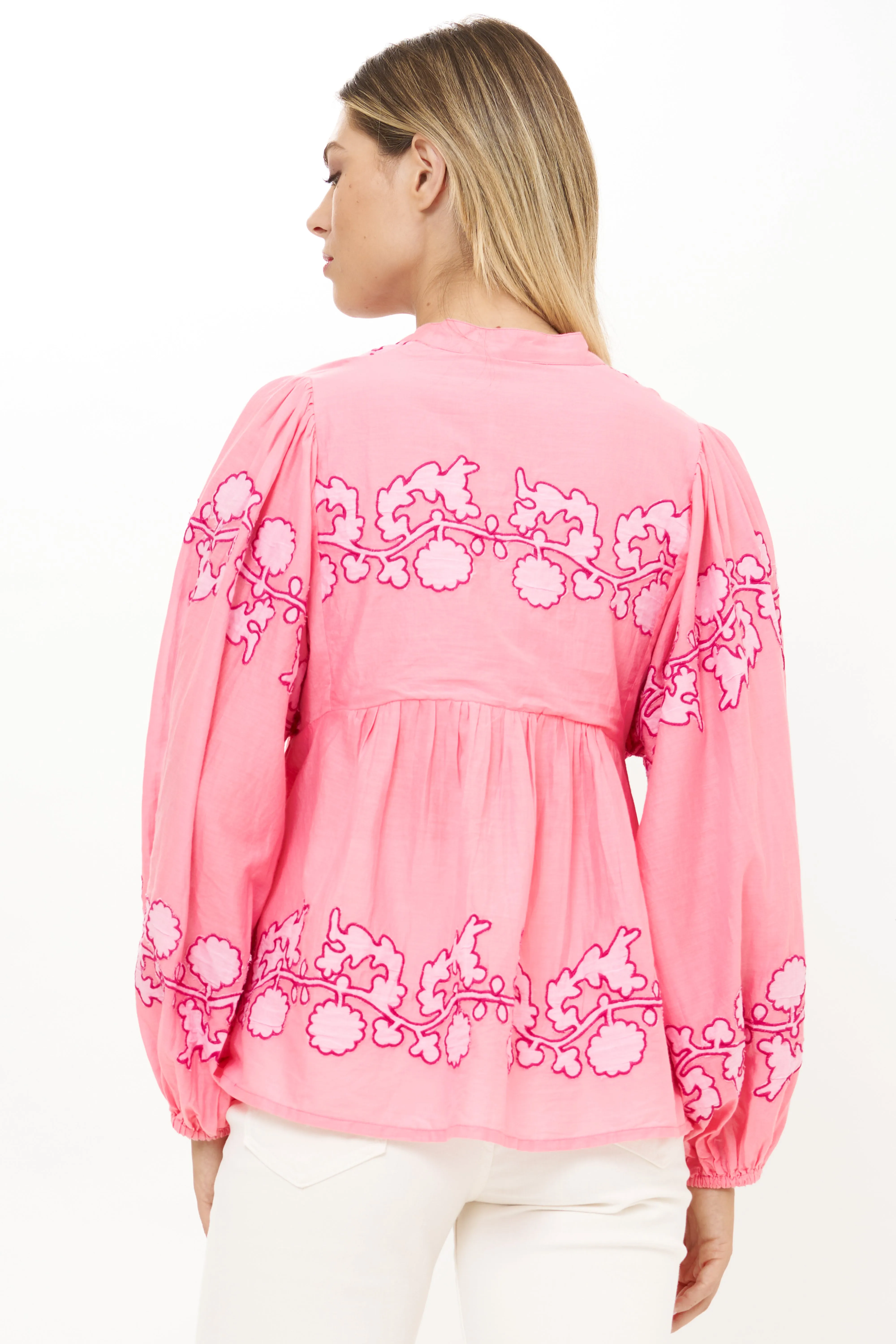 Mandarin Balloon Top Tangier Pink Easy Care Material