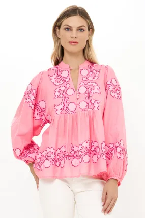 Mandarin Balloon Top Tangier Pink DoubleStitchedSeams