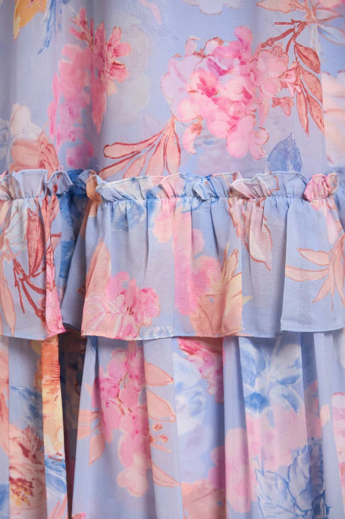 Sleek Wear Mariannes Floral Chiffon Short Sleeve Ballerina Dress