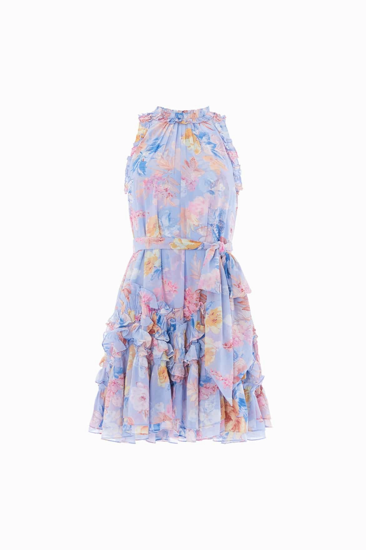 Cool Texture Mariannes Floral Chiffon Sleeveless Micro Mini Dress