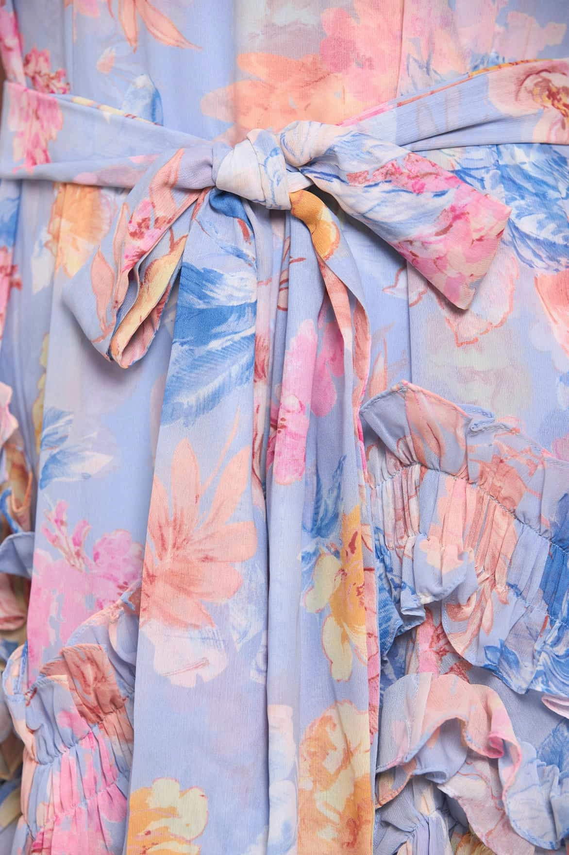 Mariannes Floral Chiffon Sleeveless Micro Mini Dress Neutral Feel