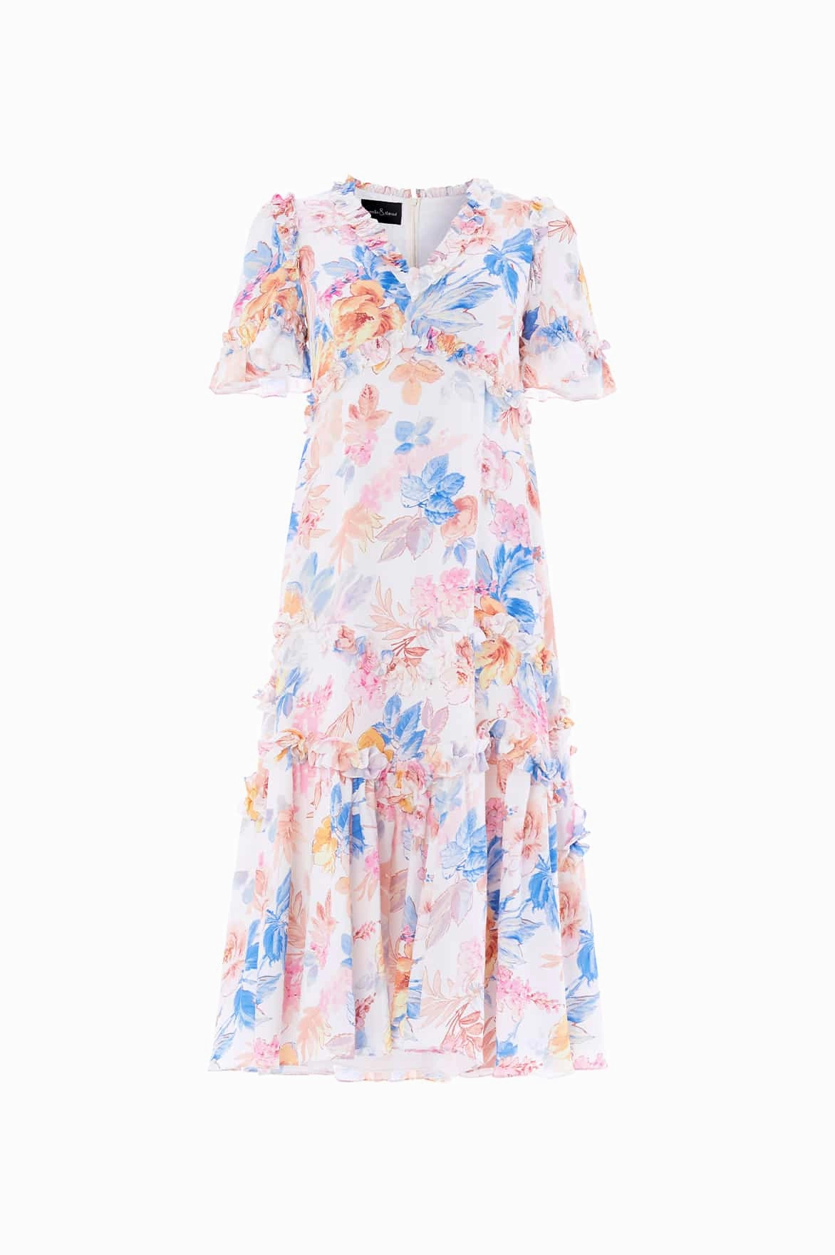 Mariannes Floral Satin V-Neck Ballerina Dress Street-Style