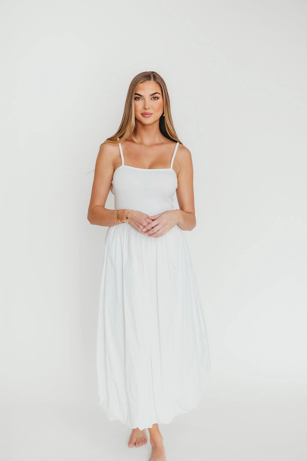 Marisol Bubble Maxi Dress in Off-White *Final-Sale* Cool Structure